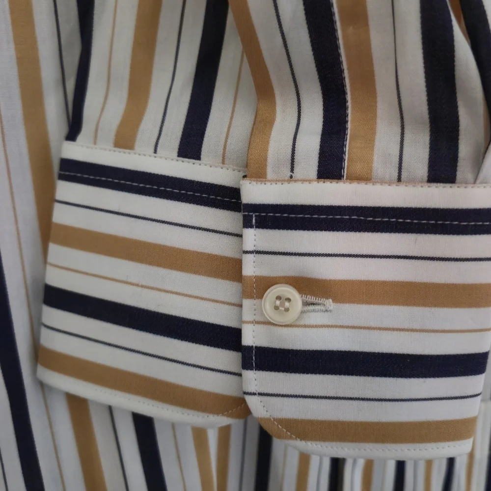 Ingram XXL Men Striped Button Up Shirt Made In Italy Cotton Multicolour Stripe - Picture 7 of 11